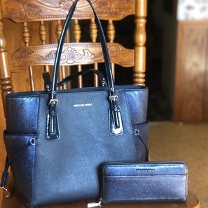 Navy Blue w/ Sparkle Michael Kors Purse and Wallet